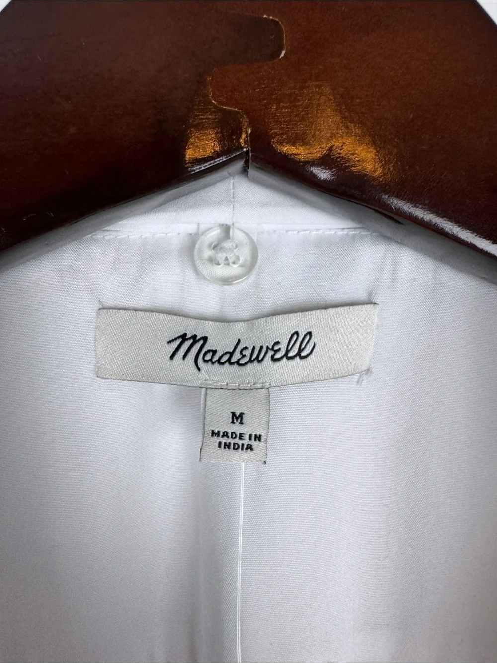 Madewell V-Neck Button Front Puff Sleeve Removeable Necktie Top White Size M NWT